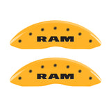 MGP 4 Caliper Covers Engraved Front & Rear Ram Yellow Finish Black Char 2010 Dodge Ram 2500 - 12124SRAMYL