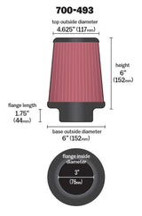 Airaid Universal Air Filter - Cone 3 x 6 x 4 5/8 x 6 - 700-493