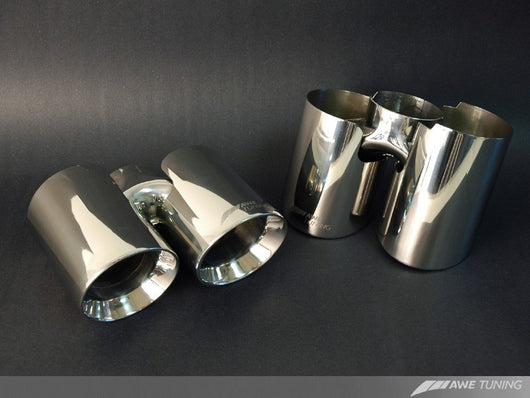 AWE Tuning Panamera Turbo Performance Exhaust System Track Edition Polished Silver Tips - 3010-42024