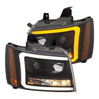 ANZO 07-14 Chevy Tahoe Projector Headlights w/ Plank Style Design Black w/ Amber - 111402