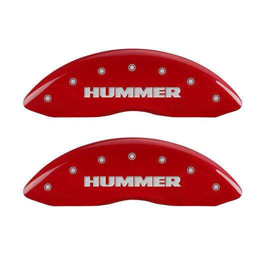 MGP 4 Caliper Covers Engraved Front & Rear Hummer Red finish silver ch - 52002SHUMRD