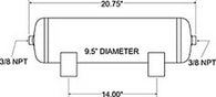 Firestone Air Tank 5 Gallon 9.5in. x 20.7in. Length (2) 3/8in. NPT 150 PSI Max - Black (WR17609231) - 9231