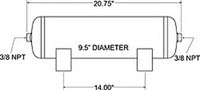 Firestone Air Tank 5 Gallon 9.5in. x 20.7in. Length (2) 3/8in. NPT 150 PSI Max - Black (WR17609231) - 9231