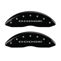 MGP 4 Caliper Covers Engraved Front & Rear With out stripes/Dodge Black finish silver ch - 12162SDD4BK