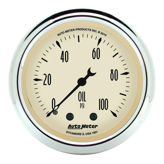 Autometer Antique Beige 52.4mm 0-100 PSI Mechanical Oil Pressure Gauge - 1821
