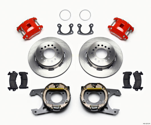 Wilwood D154 P/S Park Brake Kit Red Small Ford 2.50in Offset - 140-12212-R
