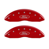 MGP Front set 2 Caliper Covers Engraved Front Oval logo/Ford Red finish silver ch - 10234FFRDRD