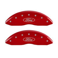 MGP Front set 2 Caliper Covers Engraved Front Oval logo/Ford Red finish silver ch - 10232FFRDRD