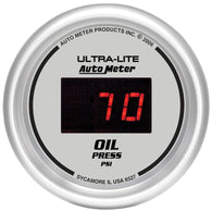 Autometer Ultra-Lite 2-1/16in 100PSI Silver Dial Digital Oil Pressure Gauge w/ Red LED - 6527