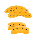 MGP 4 Caliper Covers Engraved Front & Rear With out stripes/Dodge Yellow finish black ch - 12198SDD4YL