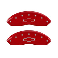 MGP Front set 2 Caliper Covers Engraved Front Bowtie Red finish silver ch - 14212FBOWRD
