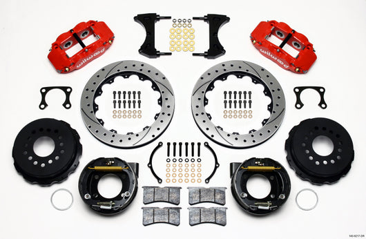 Wilwood Narrow Superlite 4R Rear P-Brk Kit 12.88in Drilled Red Big Ford Old Style 2.36in Offset - 140-9217-DR