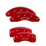 MGP 4 Caliper Covers Engraved Front/Rear Red Powder Coat Finish Sil. Charac 18-19 Chevy Equinox - 14247SBOWRD