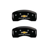 MGP 4 Caliper Covers Engraved Front & Rear Chevy racing Black finish silver ch - 14050SBRCBK