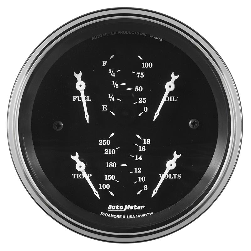Auto Meter Gauge Quad 3 3/8in 0E-90F Elec Old Tyme Black - 1714