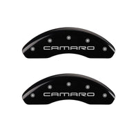 MGP 4 Caliper Covers Engraved Front Gen 4/Camaro Engraved Rear Gen 4/Z28 Black finish silver ch - 14026SZ84BK