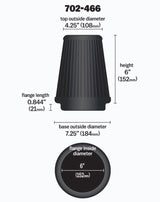 Airaid Universal Air Filter - Cone 6 x 7 1/4 x 4 3/4 x 6 - Blue SynthaMax - 702-466