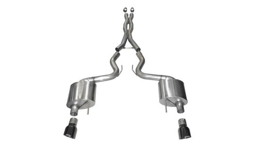 Corsa 2015 Ford Mustang GT 5.0 3in Cat Back Exhaust, Black Dual 4.5in Tip (Xtreme) - 14328BLK