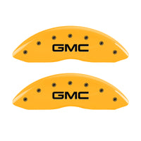 MGP 4 Caliper Covers Engraved Front & Rear 99-03 GMC Sierra 1500 Yellow Finish Black GMC Logo - 34006SGMCYL