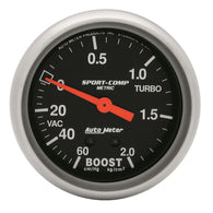 Autometer Sport-Comp 66.7mm METRIC 60 cm/Hg-2.0 Kg/Cm2 Mechanical Vacuum/Boost Gauge - 3401-J