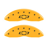 MGP 4 Caliper Covers Engraved F & R Bowtie Yellow Finish Black Char 2008 Chevrolet Trailblazer - 14030SBOWYL