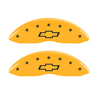 MGP 4 Caliper Covers Engraved F & R Bowtie Yellow Finish Black Char 2008 Chevrolet Trailblazer - 14030SBOWYL