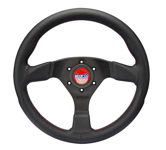 Sparco Steering Wheel R383 Champion Black Leather / Black Stiching - 015T383PLNR