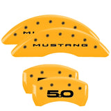 MGP 4 Caliper Covers Engraved Front 2015/Mustang Engraved Rear 2015/50 Yellow finish black ch - 10201SM52YL