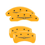 MGP 4 Caliper Covers Engraved Front & Rear Style 1/Chrysler Wing Yellow finish black ch - 32023SCW1YL