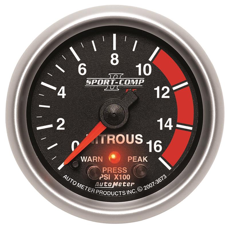 Autometer Sport-Comp II Pro Control 52mm 1600 PSI Nitrous Pressure Gauge - 3673