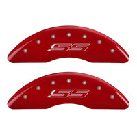 MGP 4 Caliper Covers Engraved Front & Rear Gen 5/SS Red finish silver ch - 14241SSS5RD