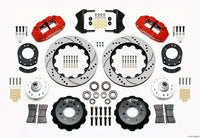 Wilwood Narrow Superlite 6R Front Hub Kit 14.00in Drill Red 1965-1969 Mustang Drum Spindle - 140-12638-DR