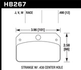 Hawk DTC-50 Brake Pads for Strange Caliper w/ 0.438in Center Hole - HB267V.480