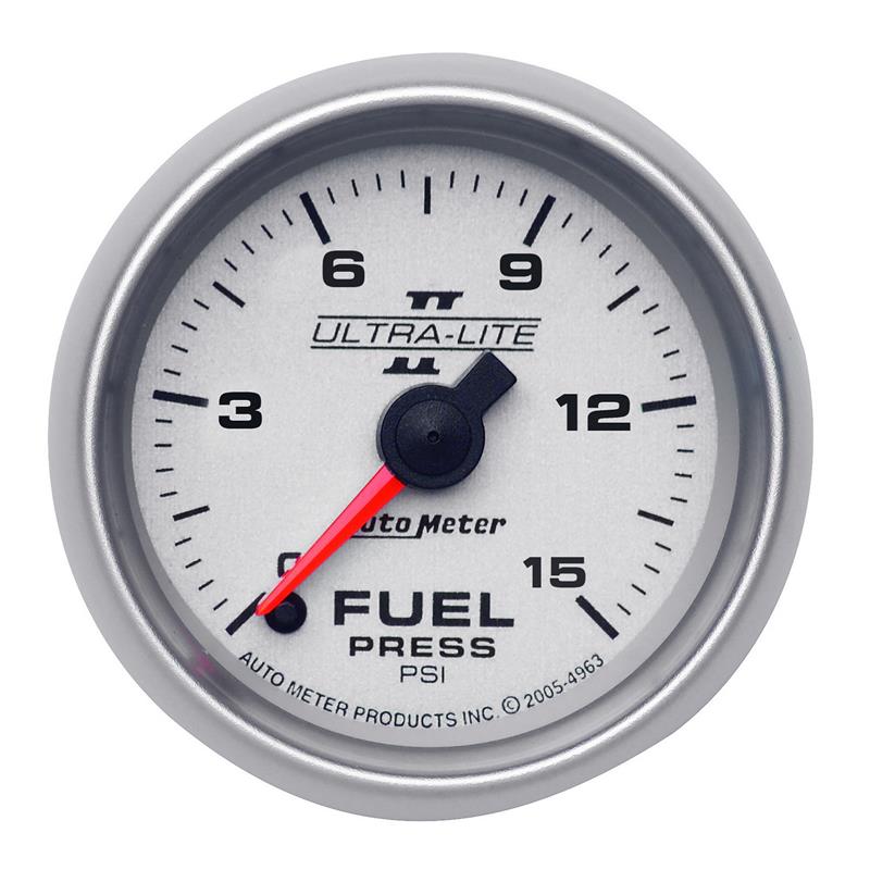 Autometer Ultra-Lite II 52mm 0-15 PSI Full Sweep Electronic Fuel Pressure Gauge - 4961