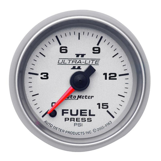Autometer Ultra-Lite II 52mm 0-15 PSI Full Sweep Electronic Fuel Pressure Gauge - 4961