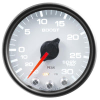 Autometer Spek-Pro Gauge Vac/Boost 2 1/16in 30Inhg-30psi Stepper Motor W/Peak & Warn White/Black - P30212