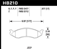 Hawk 1990-1998 Jeep Cherokee (BJ) (4WD) HPS 5.0 Front Brake Pads - HB210B.677
