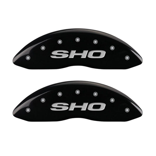 MGP 4 Caliper Covers Engraved Front & Rear SHO Black finish silver ch - 10128SSHOBK