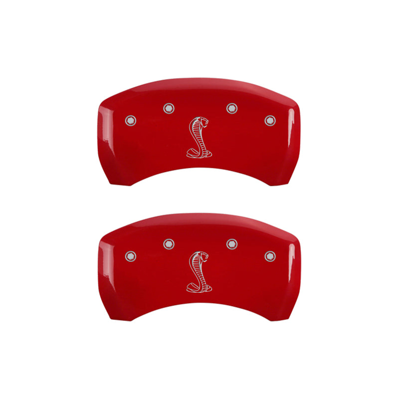 MGP Rear set 2 Caliper Covers Engraved Rear Snake Red finish silver ch - 10010RCNKRD
