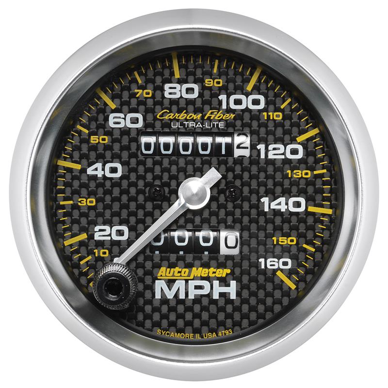 Autometer 3-3/8in Carbon Fiber 0-160MPH Mechanical Speedometer - 4793