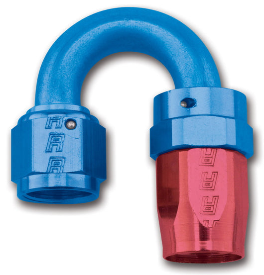 Russell Performance -6 AN Red/Blue 180 Degree Full Flow Swivel Hose End (With 9/16in Radius) - 613500