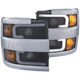 ANZO Projector Headlights 15-17 Chevrolet Silverado 2500HD / 3500HD Black w/ Chrome Rim - 111365