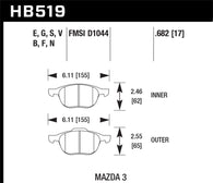Hawk 2013-2014 Ford Escape (FWD Only) HPS 5.0 Front Brake Pads - HB519B.682