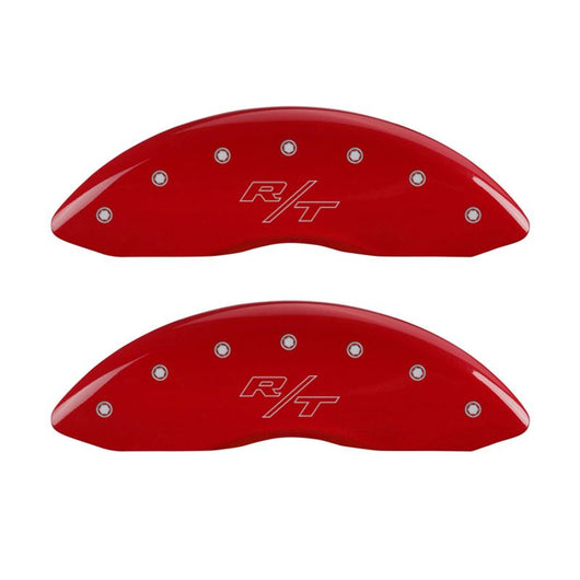 MGP 4 Caliper Covers Engraved Front & Rear Vintage Style/RT Red finish silver ch - 12181SRTRRD