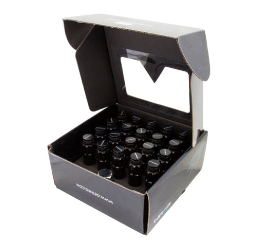 NRG 700 Series M12 X 1.25 Steel Lug Nut w/Dust Cap Cover Set 21 Pc w/Locks & Lock Socket - Black - LN-LS710BK-21