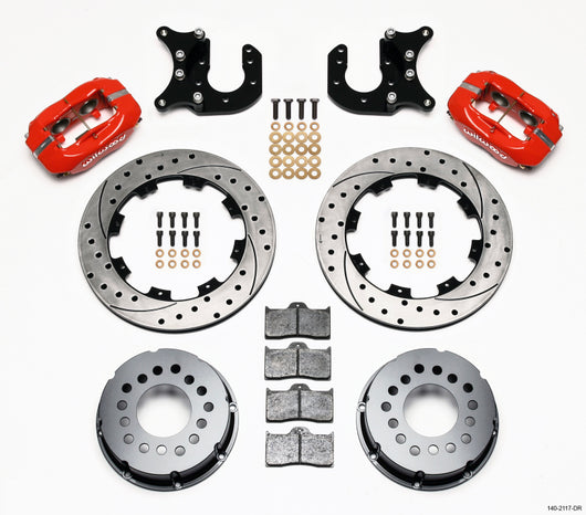 Wilwood Forged Dynalite P/S Rear Kit Drilled Red Mopar-Dana 2.36in Offset - 140-2117-DR