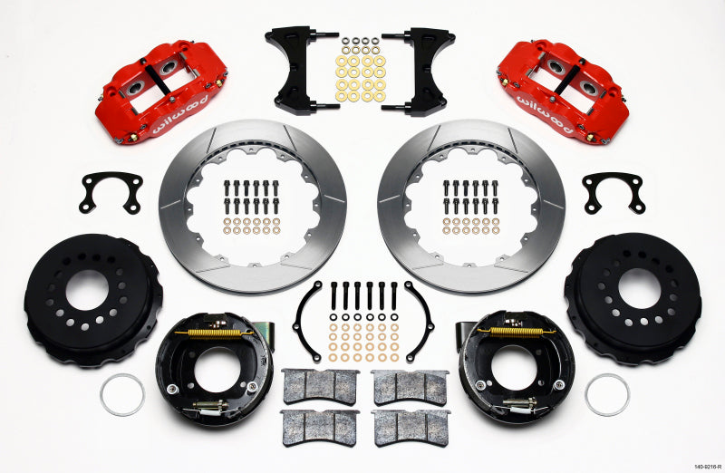 Wilwood Narrow Superlite 4R Rear P-Brk Kit 12.88in Red Small Ford 2.66in Offset - 140-9216-R