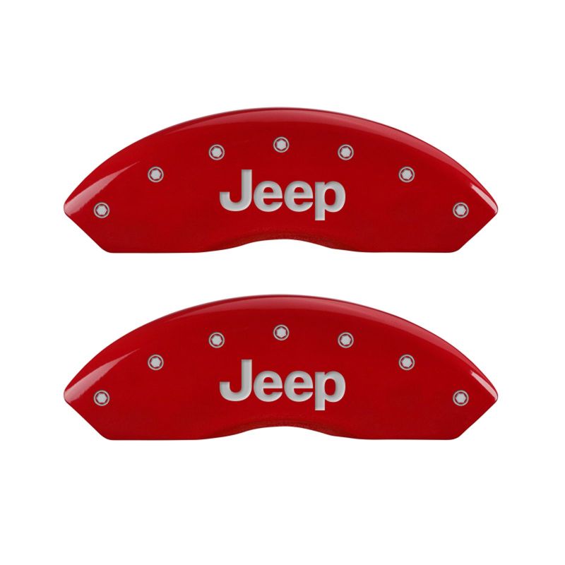 MGP 4 Caliper Covers Engraved Front & Rear JEEP Red finish silver ch - 42014SJEPRD