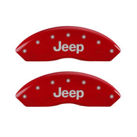 MGP 4 Caliper Covers Engraved Front & Rear JEEP Red finish silver ch - 42014SJEPRD