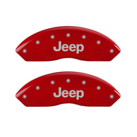MGP 4 Caliper Covers Engraved Front & Rear JEEP Red finish silver ch - 42007SJEPRD